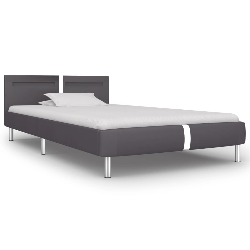 Vidaxl bedframe met led kunstleer grijs 90x200 cm