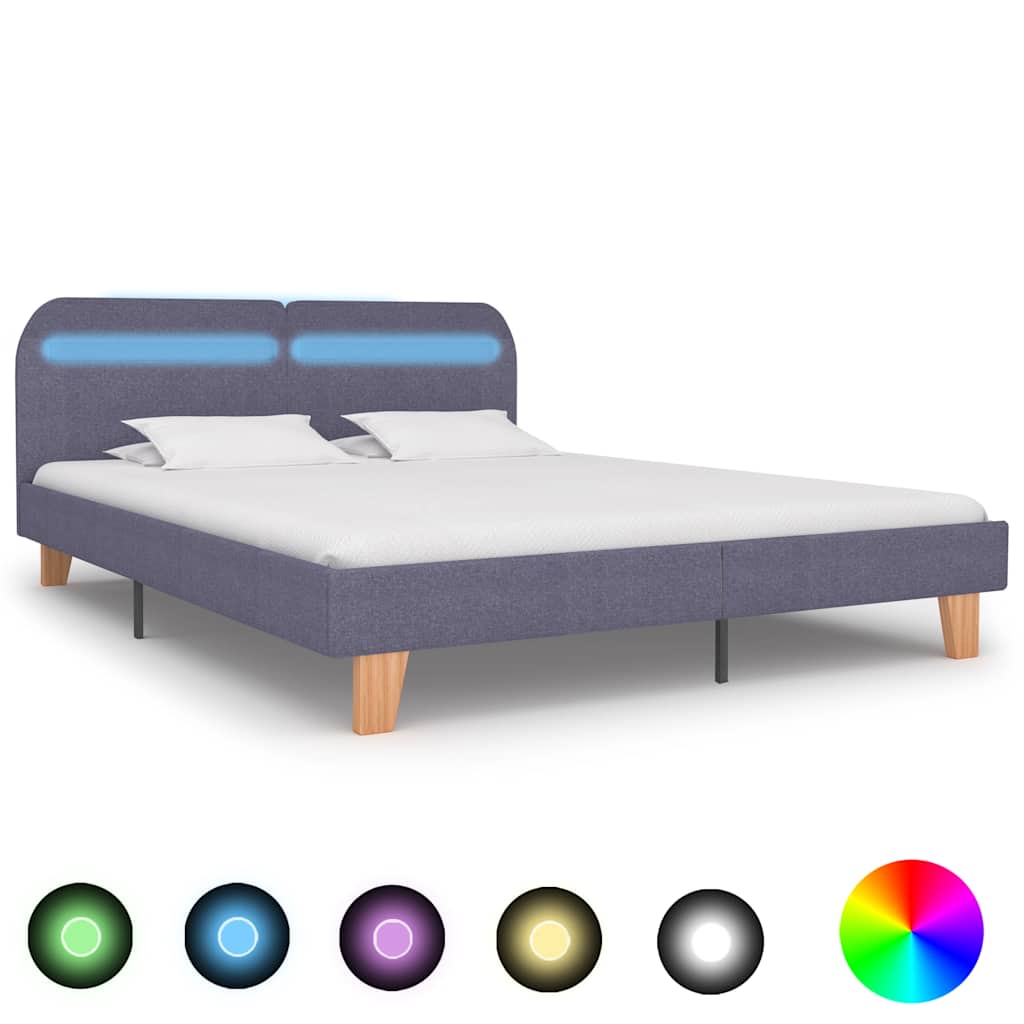 Vidaxl bedframe met led stof lichtgrijs 160x200 cm
