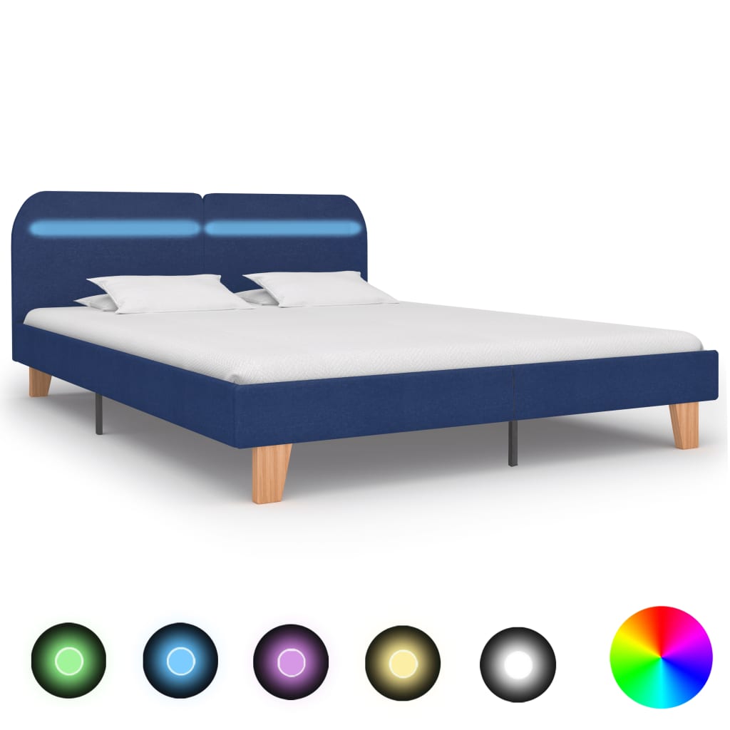 Vidaxl bedframe met led stof blauw 180x200 cm