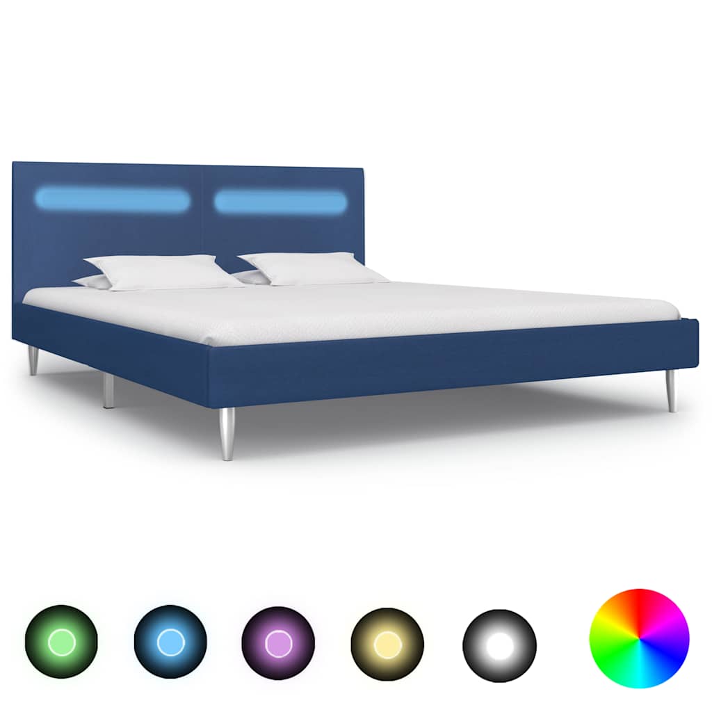 Vidaxl bedframe met led stof blauw 180x200 cm