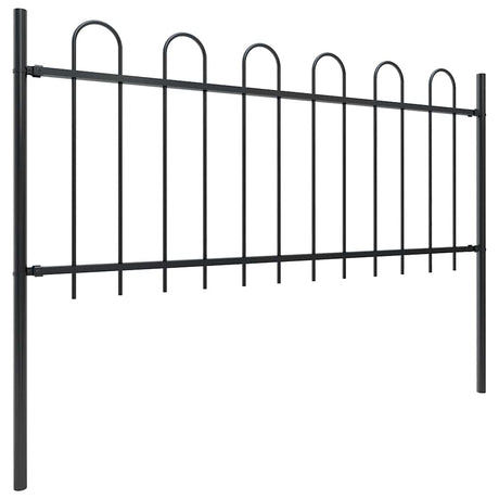Vidaxl tuinhek met ringtop staal 181x100 cm zwart