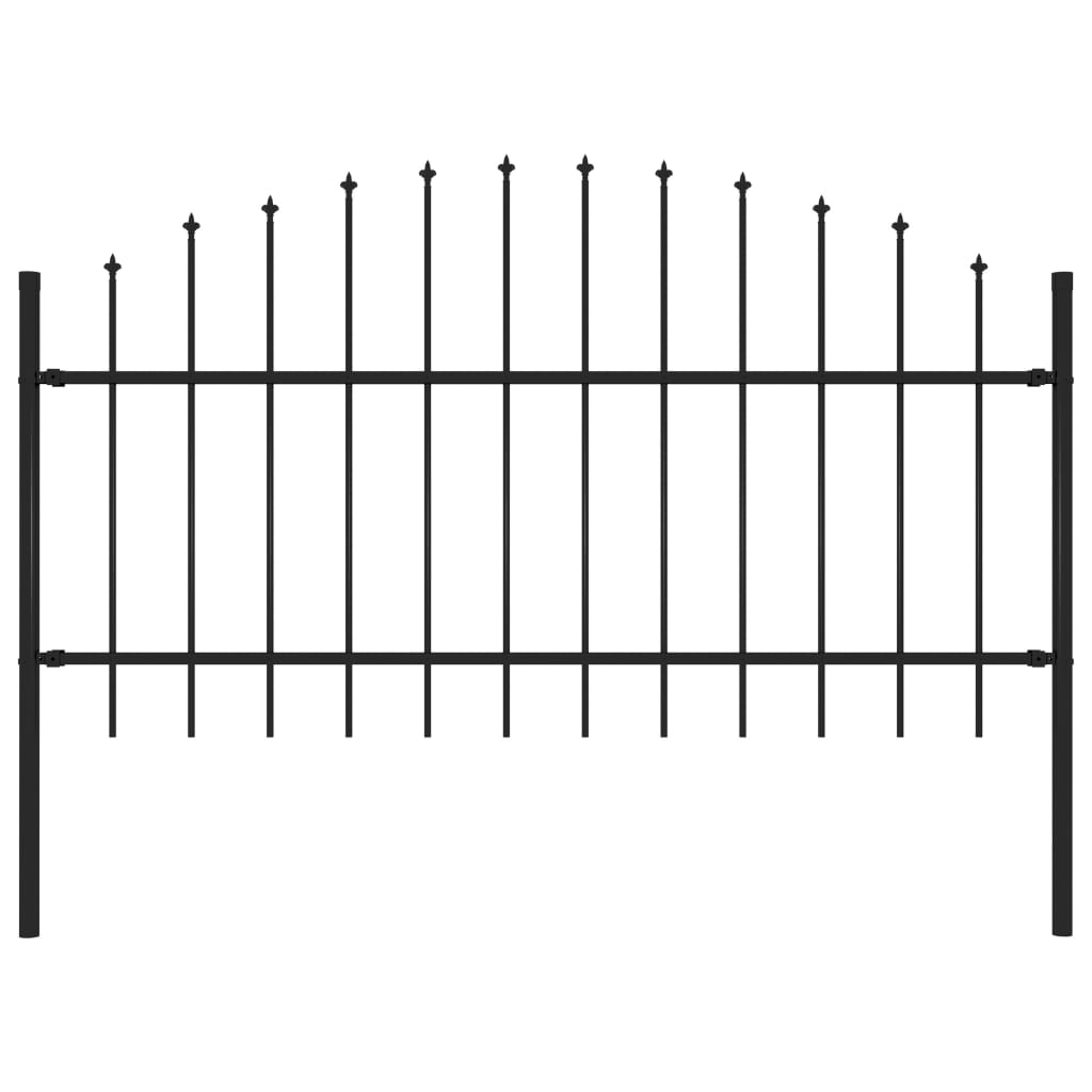 Vidaxl Garden Fence With Spears Top (1-1.25) X1.7 M stål svart