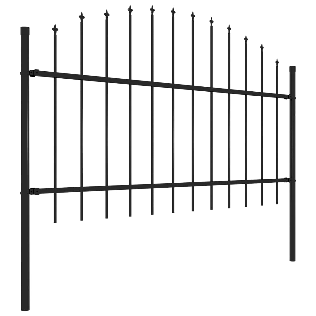 Vidaxl Garden Fence With Spears Top (1-1.25) X1.7 M stål svart