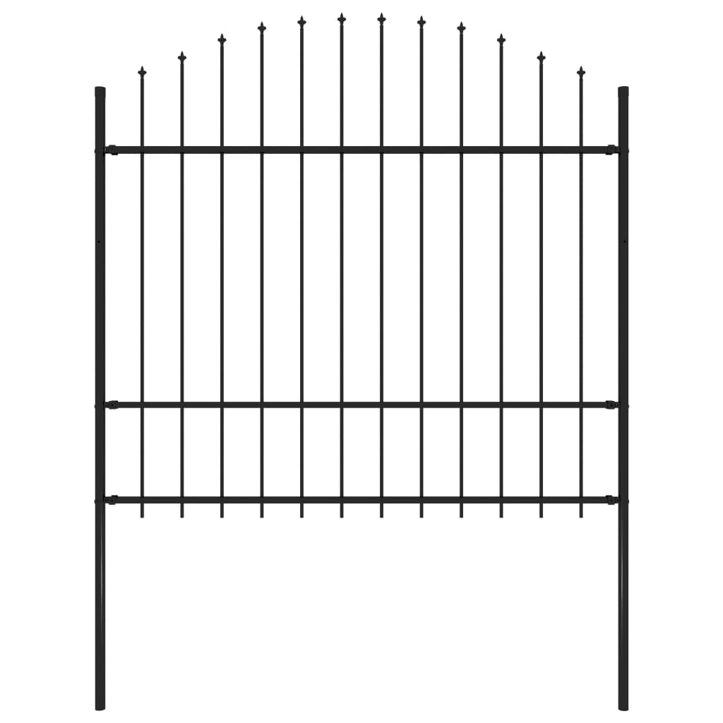 Vidaxl Garden Fence With Spears Top (1,5-1,75) x1,7 m stål svart