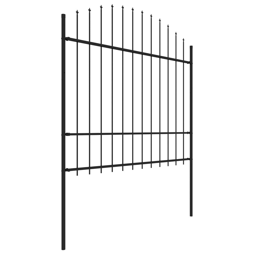 Vidaxl Garden Fence con Spears Top (1,5-1,75) x1,7 m in acciaio nero