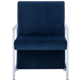 Vidaxl fauteuil met chromen poten fluweel blauw