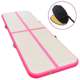 Vidaxl gymnastiekmat met pomp opblaasbaar 300x100x10 cm pvc roze