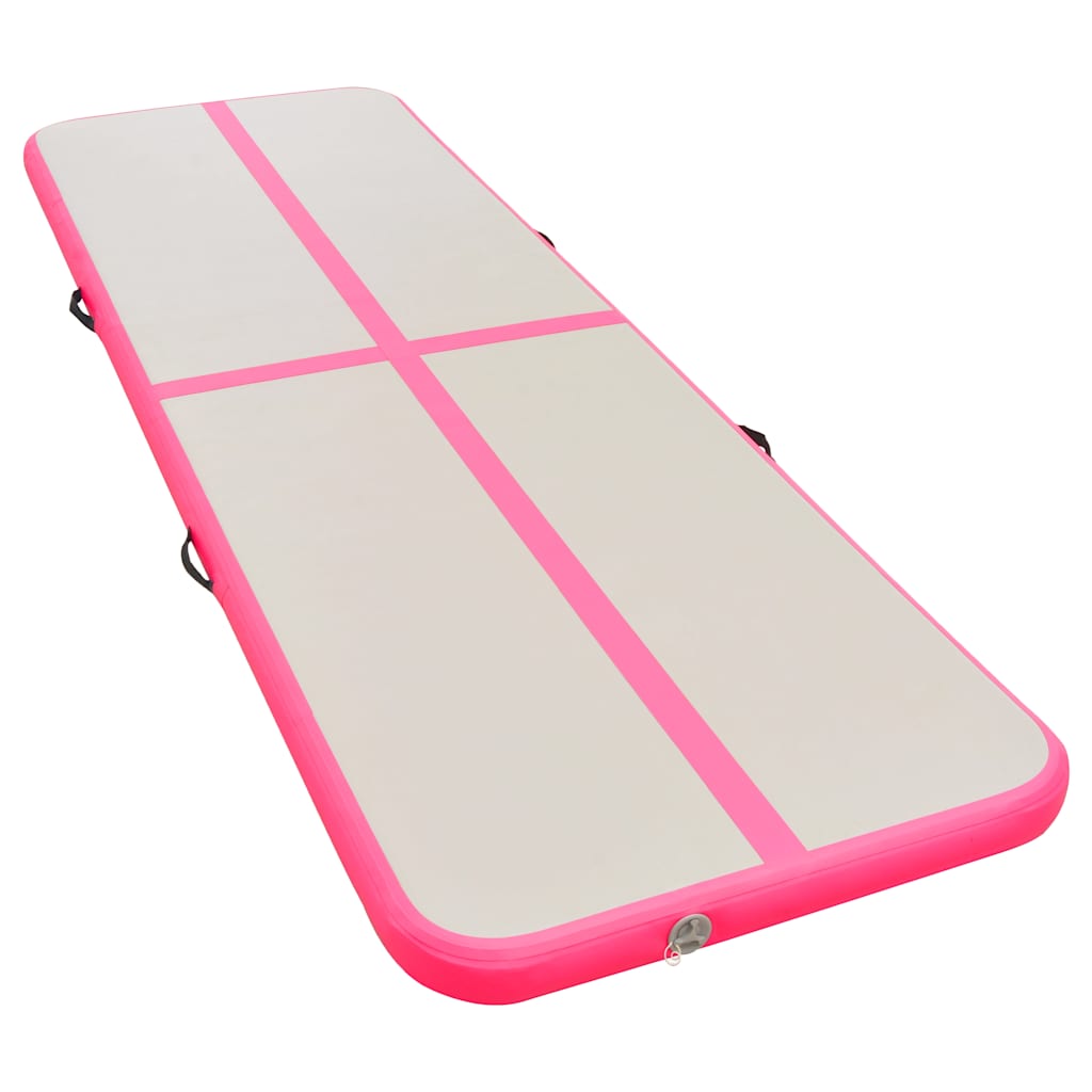 Vidaxl gymnastiekmat met pomp opblaasbaar 300x100x10 cm pvc roze