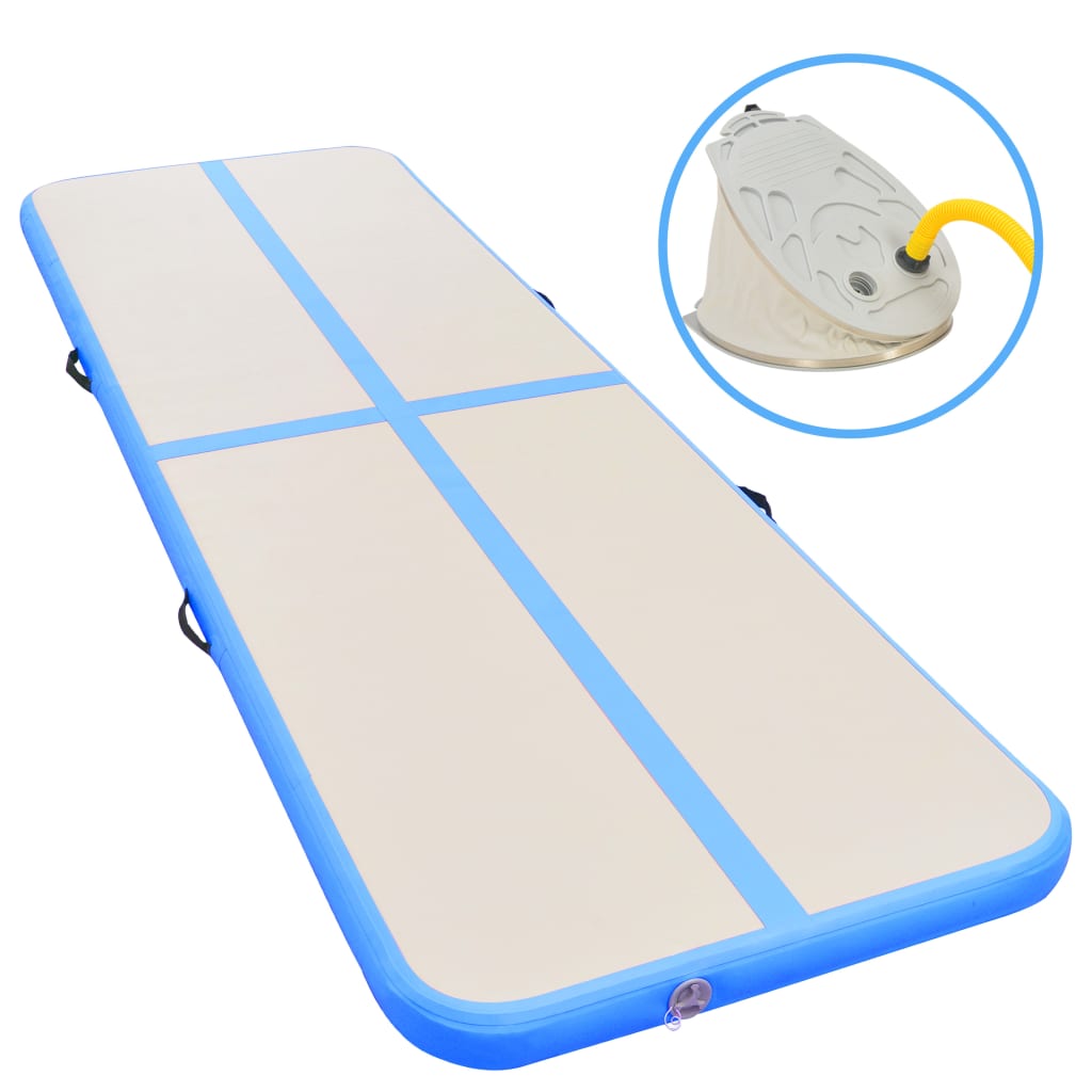 Mat de gymnastique Vidaxl avec pompe gonflable 300x100x10 cm PVC bleu