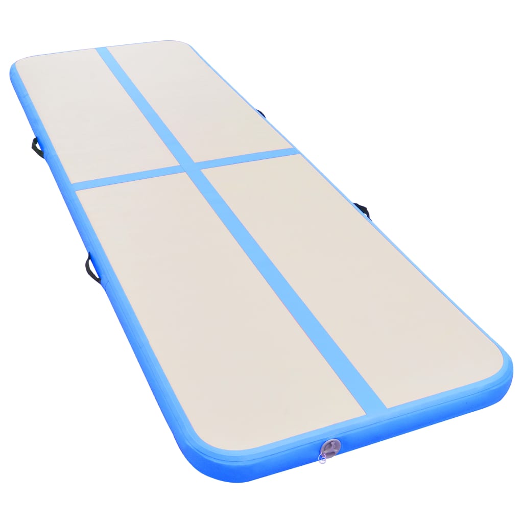 VIDAXL Gymnastics Matte mit Pumpen aufblasbar 300x100x10 cm PVC Blau