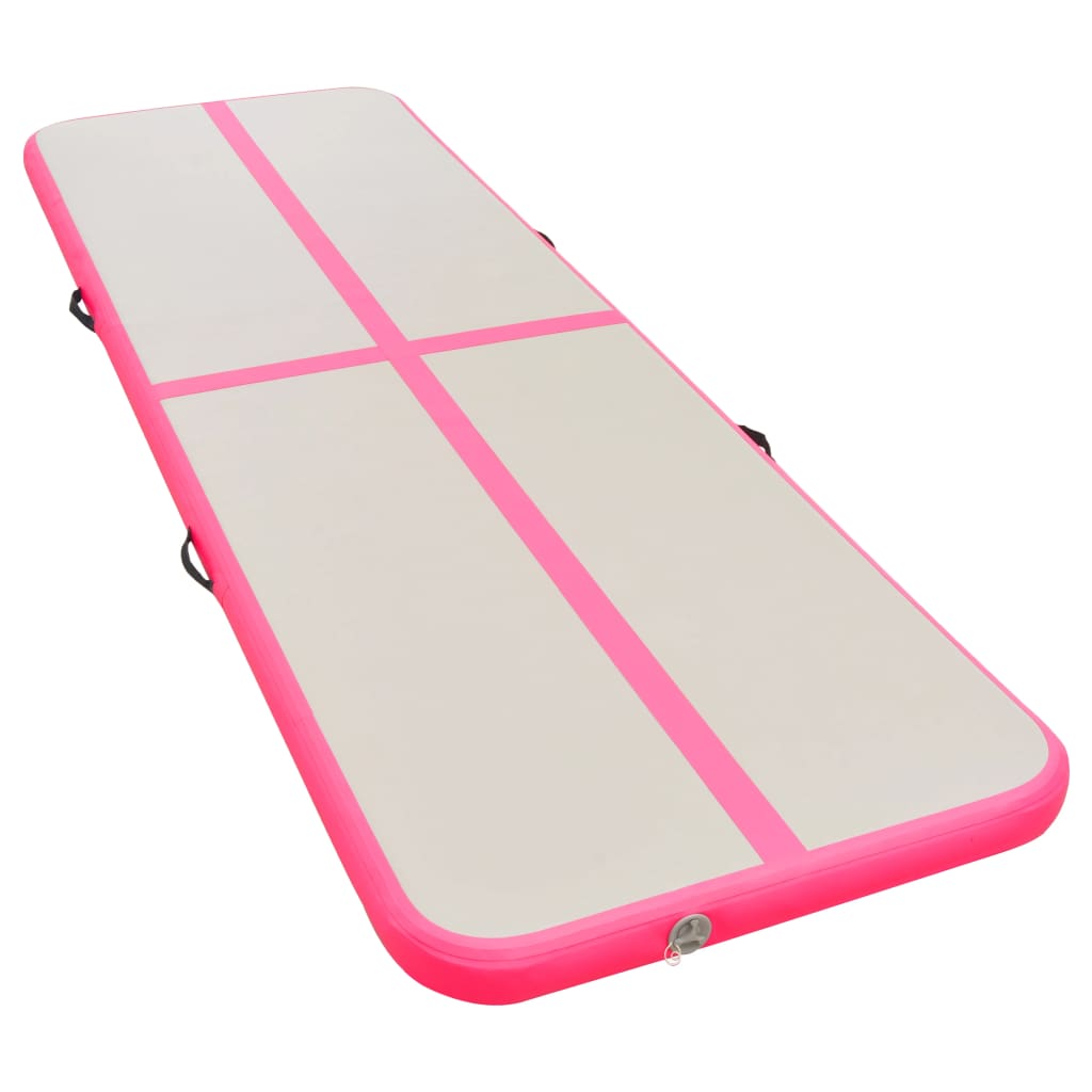 BIDAXL Gymnastics Mat med pump Uppblåsbar 400x100x10 cm PVC Pink