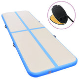Vidaxl gymnastiekmat met pomp opblaasbaar 400x100x10 cm pvc blauw
