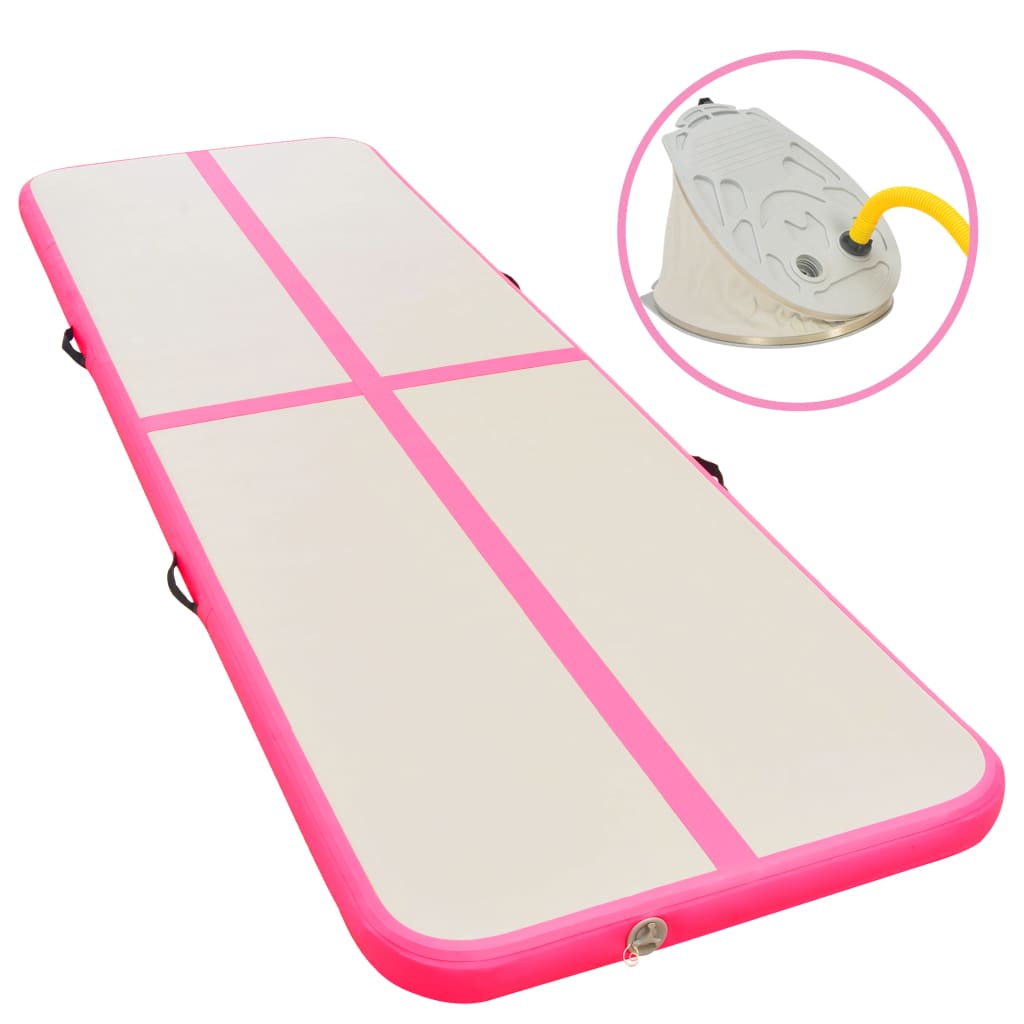 Vidaxl ginnastics tappetini con pompa gonfiabile 500x100x10 cm pvc rosa