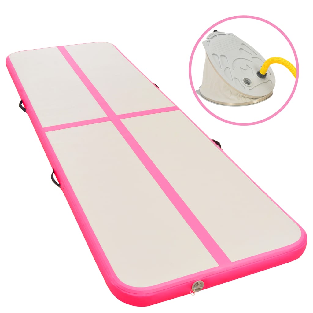 BIDAXL Gymnastics Mat med pump Uppblåsbar 600x100x10 cm PVC Pink