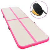 Vidaxl gymnastiekmat met pomp opblaasbaar 800x100x10 cm pvc roze