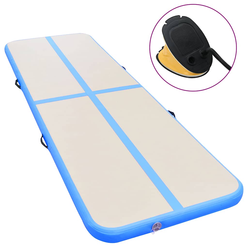 Vidaxl gymnastiekmat met pomp opblaasbaar 800x100x10 cm pvc blauw