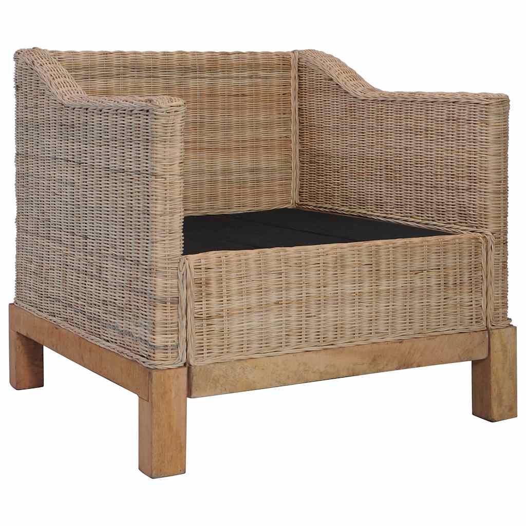 Vidaxl fauteuil met kussens natuurlijk rattan