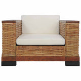 Vidaxl fauteuil met kussens natuurlijk rattan bruin