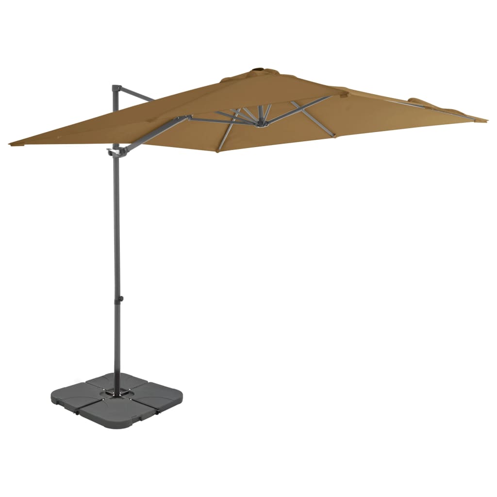 Vidaxl Parasol med bærbar base taupe