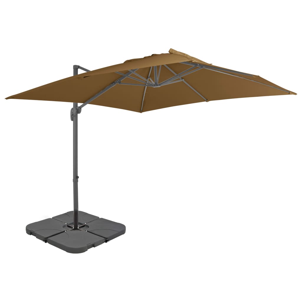 Vidaxl -parasol med bærbar base taupe