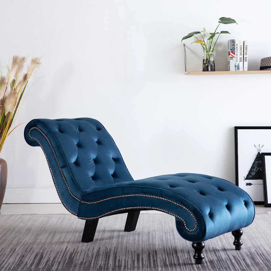 Vidaxl chaise longue fluweel blauw