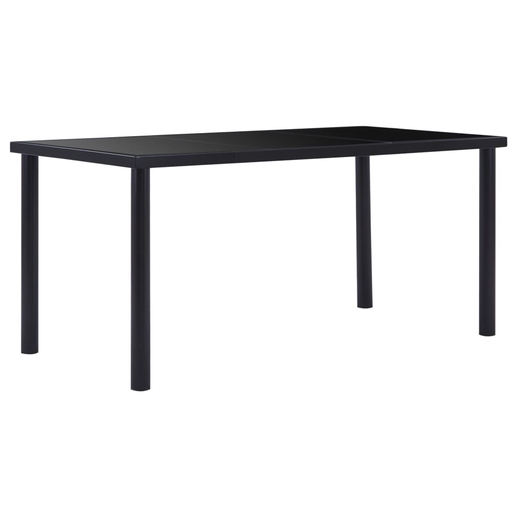 Vidaxl eettafel 160x80x75 cm gehard glas zwart