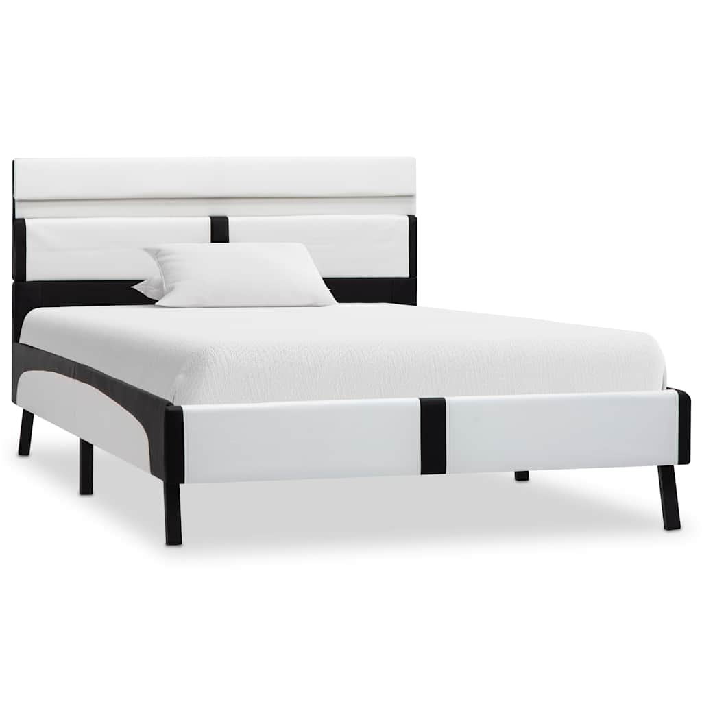 Vidaxl bedframe met led kunstleer wit en zwart 90x200 cm
