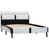 Vidaxl bedframe met led kunstleer wit en zwart 90x200 cm