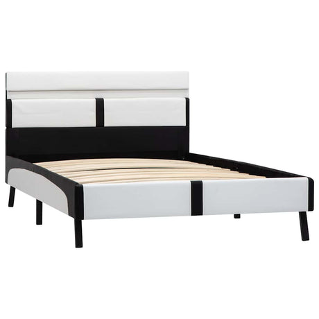 Vidaxl bedframe met led kunstleer wit en zwart 90x200 cm
