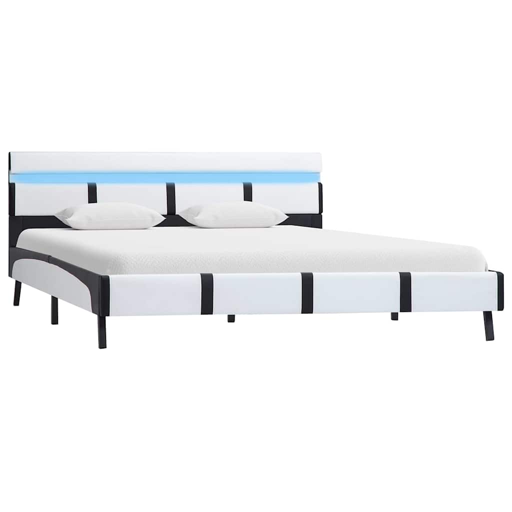 Vidaxl bedframe met led kunstleer wit 140x200 cm