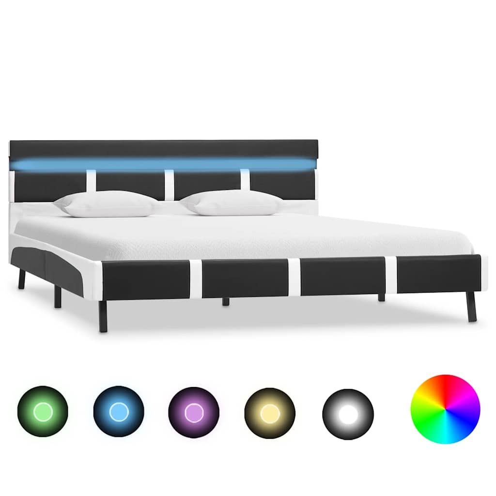 Vidaxl bedframe met led kunstleer grijs 120x200 cm