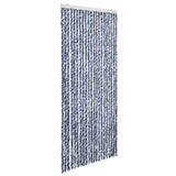 Vidaxl Fly Vorhang 90x220 cm Chenille Blau, Weiß und Silber