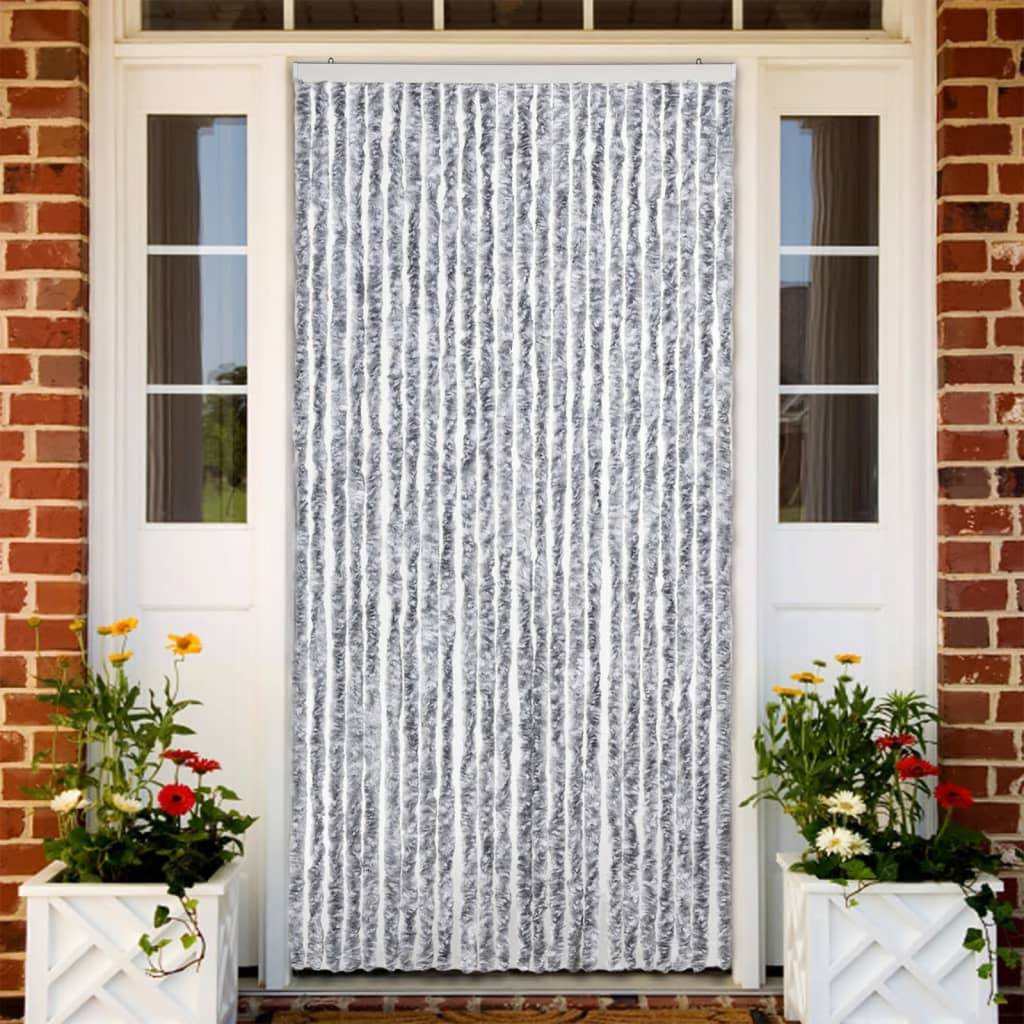 Vidaxl Fly curtain 100x220 cm Chenille white and gray