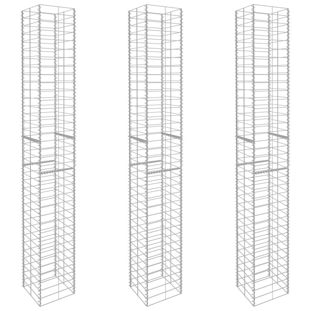 Vidaxl Schans kurver 3 St 25x25x197 cm galvanisert stål