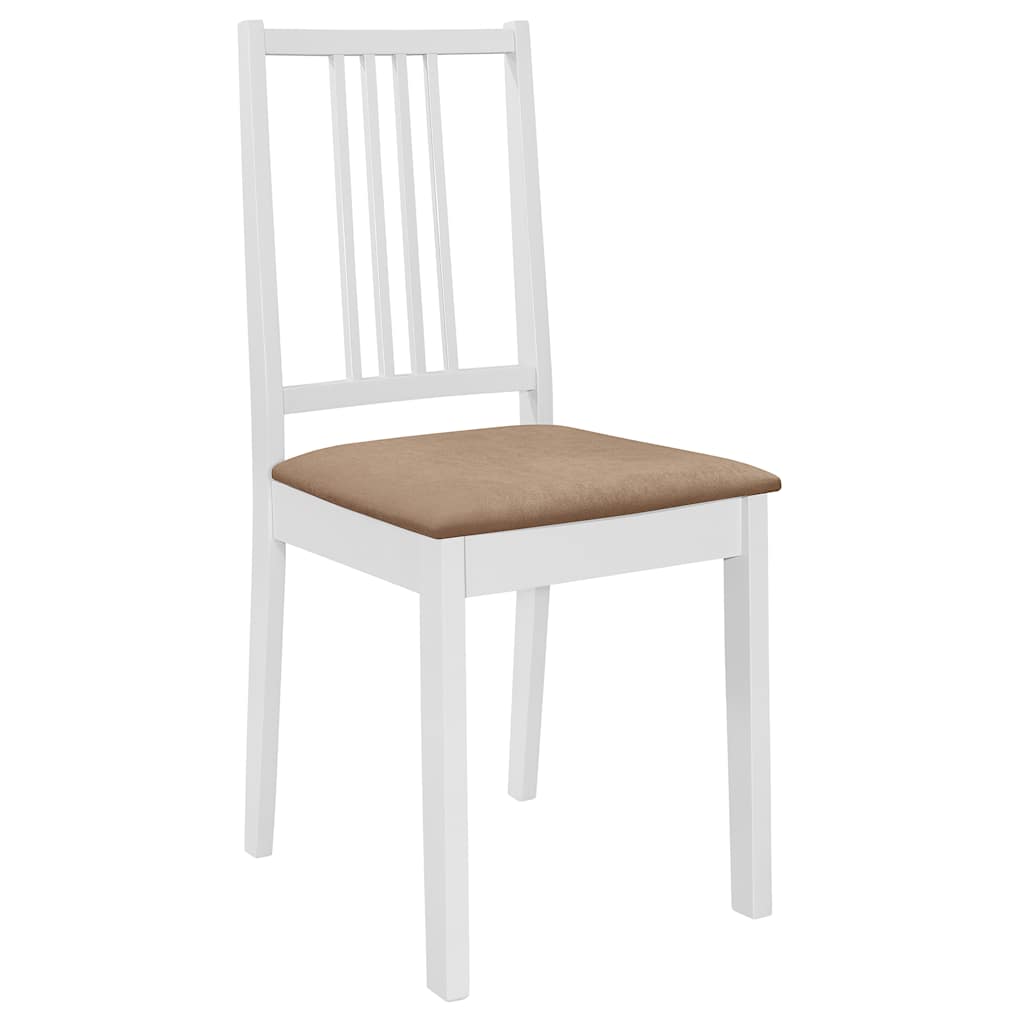Vidaxl eetkamerstoelen met kussens 6 st massief hout wit