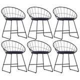 Vidaxl eetkamerstoelen met kunstleren zittingen 6 st staal zwart