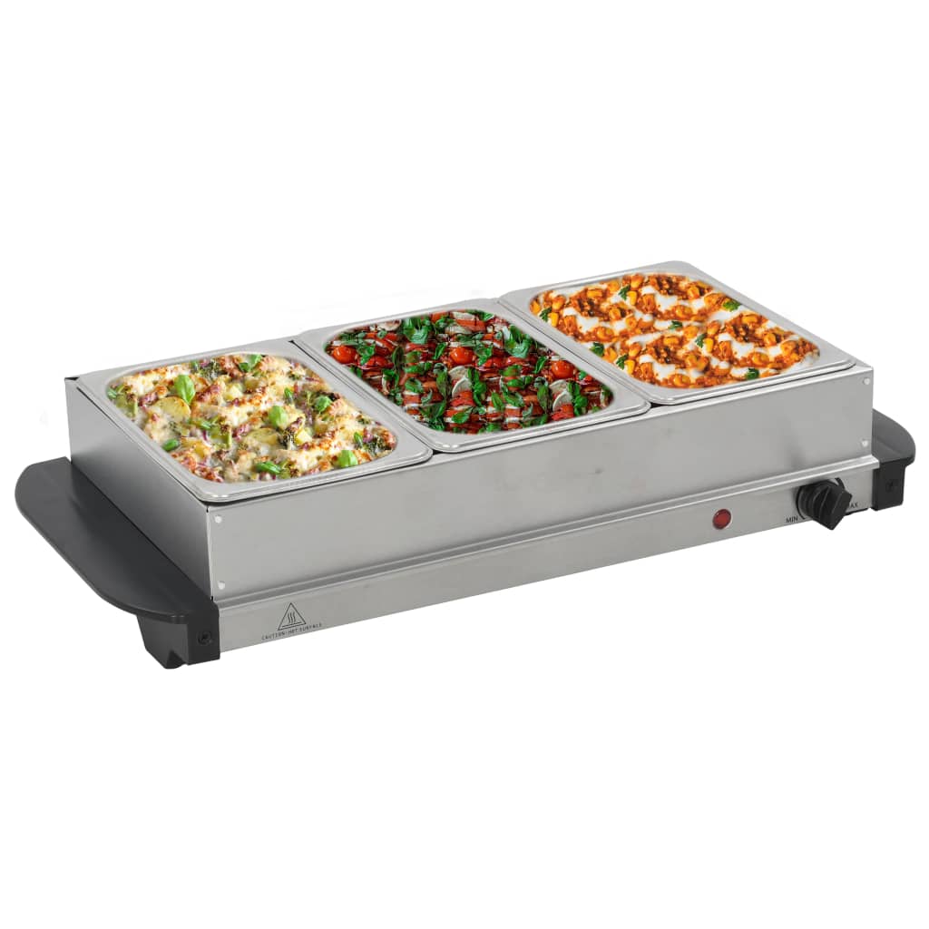 Vidaxl Buffet Varmere 200 W 3x1,5 L Rustfrit stål