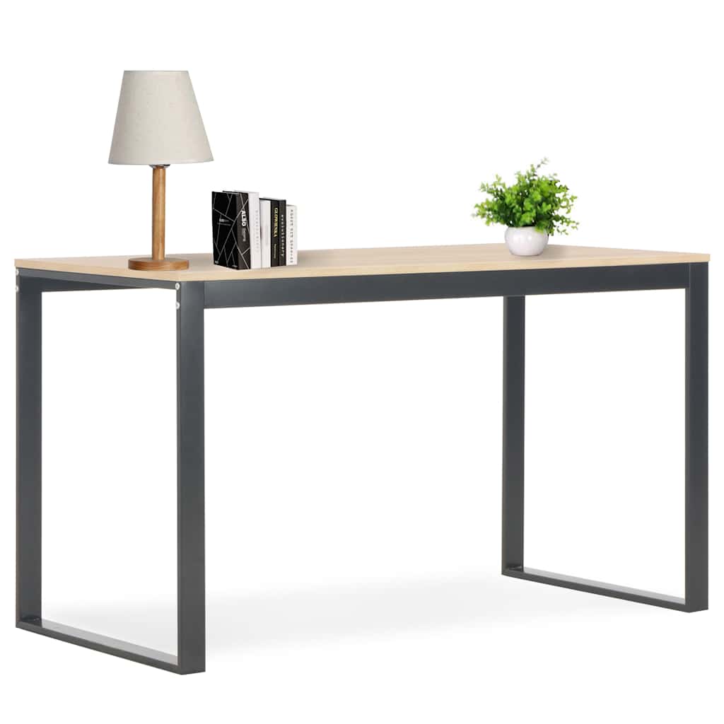 Vidaxl computerbureau 120x60x70 cm zwart en eikenkleurig