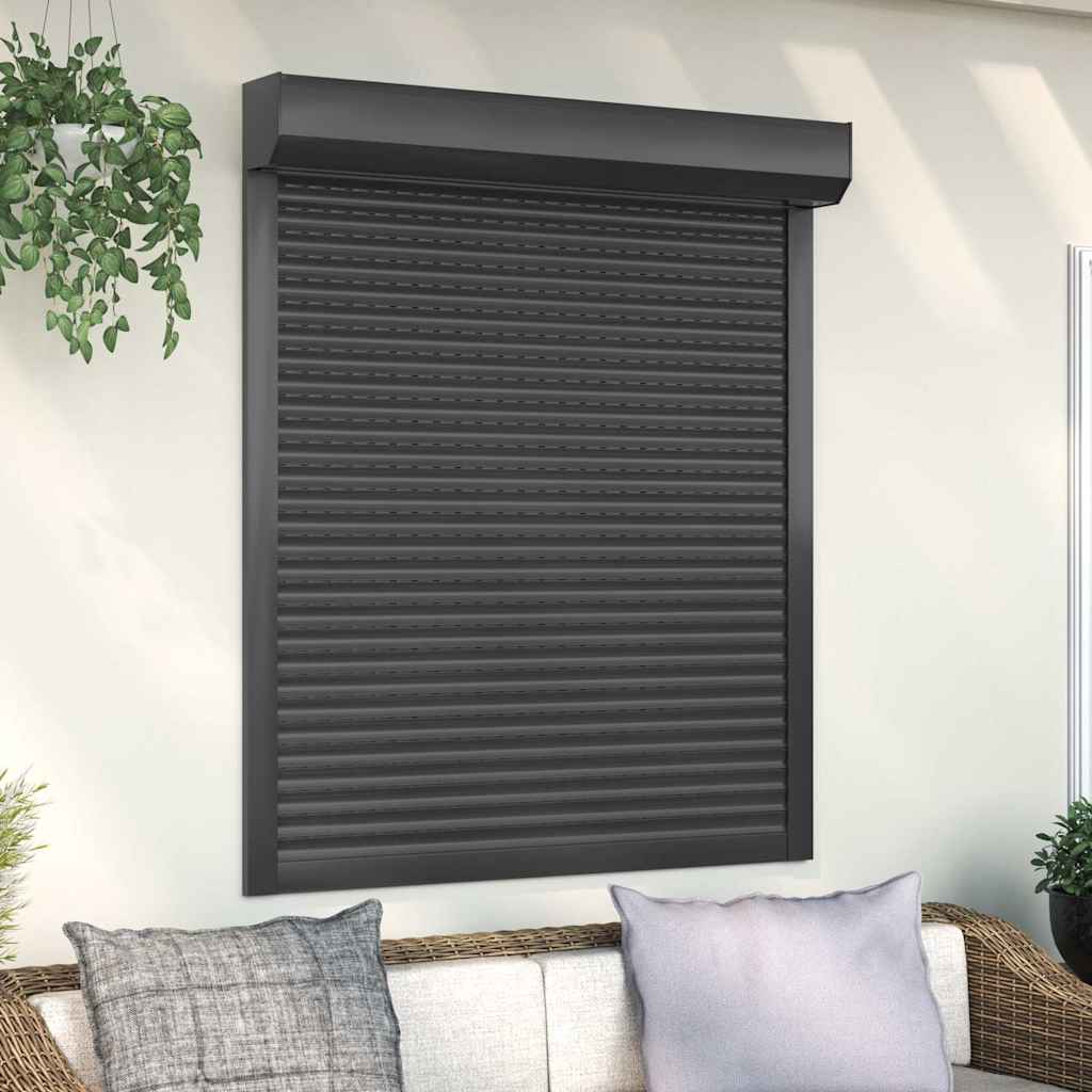 Vidaxl Roller Shutter 110x130 cm Aluminium -Anthrazit -ausgelöst