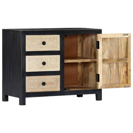 Vidaxl bijzetkast handgesneden 75x35x60 cm massief mangohout grijs