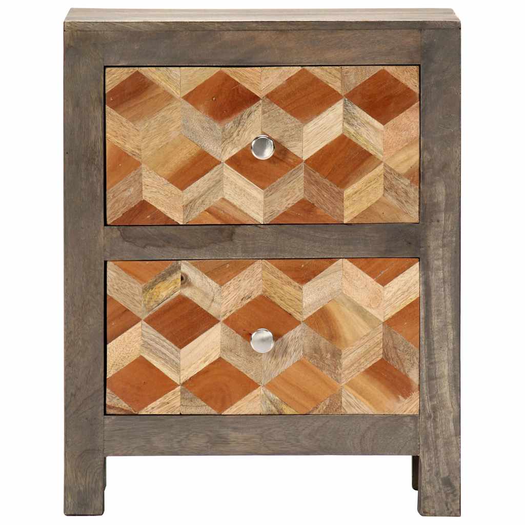 Vidaxl nachtkastje 40x30x50 cm massief mangohout grijs