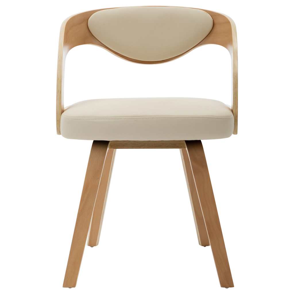 Vidaxl eetkamerstoelen 2 st gebogen hout en kunstleer crèmekleurig