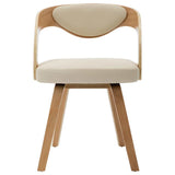 Vidaxl eetkamerstoelen 2 st gebogen hout en kunstleer crèmekleurig