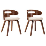 Vidaxl eetkamerstoelen 2 st gebogen hout en kunstleer crèmekleurig