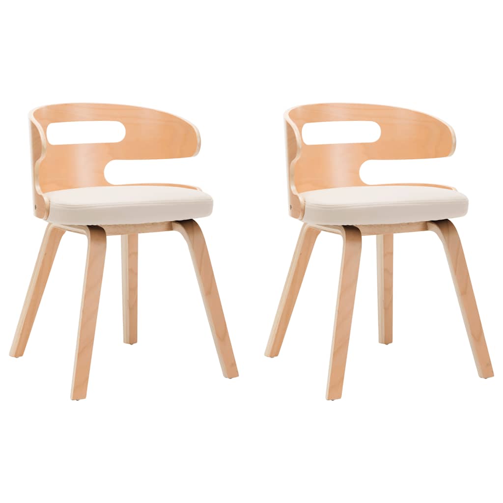 Vidaxl eetkamerstoelen 2 st gebogen hout en kunstleer crèmekleurig