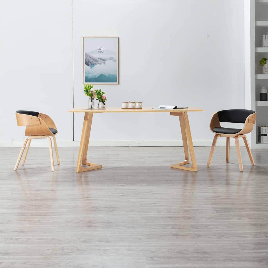 Vidaxl eetkamerstoel gebogen hout en kunstleer zwart