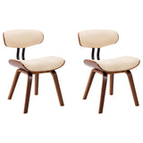 Vidaxl eetkamerstoelen 2 st gebogen hout en kunstleer crèmekleurig