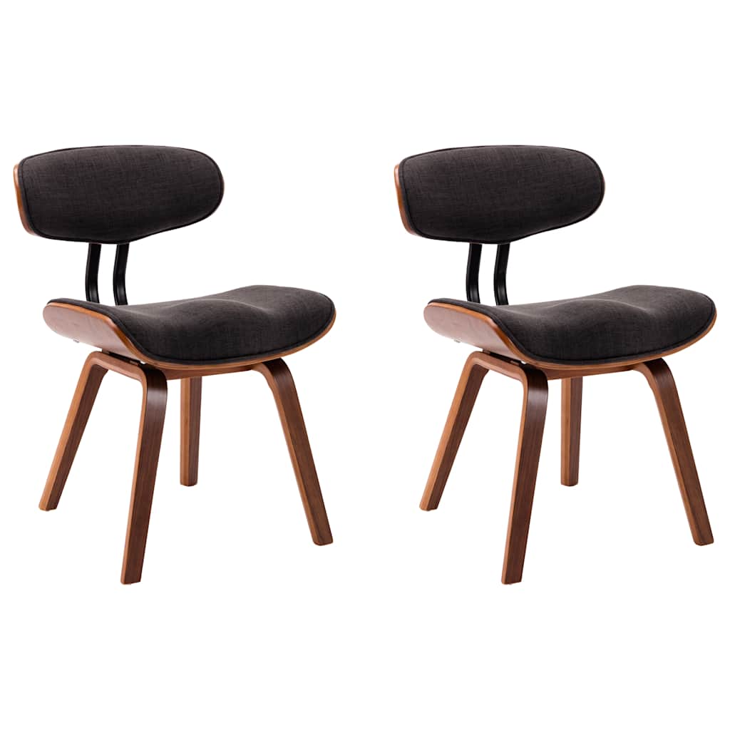 Vidaxl eetkamerstoelen 2 st gebogen hout en stof grijs