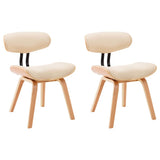 Vidaxl eetkamerstoelen 2 st gebogen hout en kunstleer crèmekleurig