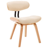 Vidaxl eetkamerstoelen 2 st gebogen hout en kunstleer crèmekleurig
